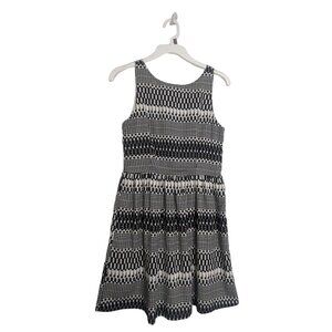 Everly Black White Sleeveless Fit and Flare Geometric Dress Women's Small